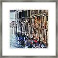 Gondolas In A Row, Venice Italy Framed Print