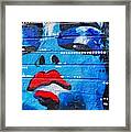 Graffiti Art Painting Of Blue Woman Framed Print