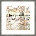 Group Of Empty Transparent Glasses Ready For A Party In A Bar. Framed Print