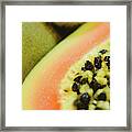 Group Of Fruits Papaya, Grape, Kiwi And Bananas Framed Print