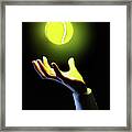 Hand Of Tennis Player Holding Glowing Framed Print
