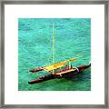 Hawaiian Dual Outrigger Sailing Canoe Framed Print