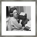 Helen Gurley Brown At Typewriter Framed Print