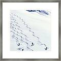 Heli-skiing, Five People Descending Framed Print