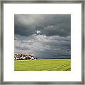 Homes And Grain Field With Winding Tire Framed Print