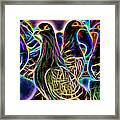 Homing Pigeon Group Neon Framed Print