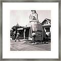 Ice Cream Stand In Shape Of Woman Framed Print