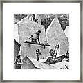 Illustration Of Men Quarrying In Canyon Framed Print