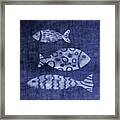 Indigo Fish- Art By Linda Woods Framed Print