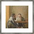 Interior With Two Rabbis Pastel Framed Print
