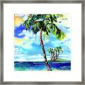 Island Solitude Palm Tree And Sunny Beach Framed Print