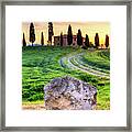 Italy, Tuscany, Siena District, Orcia Valley, Typical House And Landscape Near Pienza Framed Print
