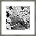 Jackie Robinson At Home Plate, 1947 Framed Print