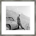James Bond Coolly Leaning On His Aston Martin Framed Print