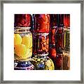 Jars Of Homemade Fruit Preserves And Jams At A Market In Georgia Framed Print