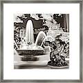 J.c. Nichols Memorial Fountain And Statues Panorama - Kansas City Plaza In Sepia Framed Print