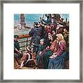 Jewish Immigrants On Ship Near Statue Framed Print