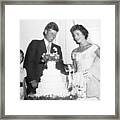 John And Jacqueline Kennedy Cut Wedding Framed Print