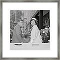 John F. Kennedy And Wife In Limousine Framed Print