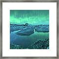 Jokusarlon Glacial Lake With Aurora Framed Print