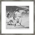 Josh Gibson Being Tagged Out At Home Framed Print