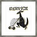 Kangaroo Mowing A Lawn With Service Word Art Framed Print