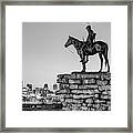 Kansas City Scout And Skyline Panorama - Black And White Framed Print