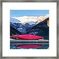 Lake Louise Canoes Framed Print