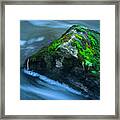 Large Moss Covered Rock Slow Swirling Water Framed Print