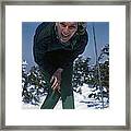 Laughing Skier Framed Print