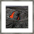 Red Hot Lava And Rainbow In Hawaii Volcanoes National Park Framed Print