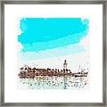 Lighthouse 9 Watercolor By Ahmet Asar Framed Print