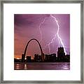 Lightning Over The Gateway Arch Framed Print