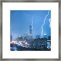 Lightning Storm Over The City Framed Print