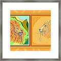 Lion Pair Warm Framed Print