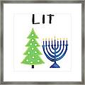 Lit Christmas And Hanukkah- Art By Linda Woods Framed Print