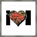 Little Girl And Boy Silhouette In Mom Big Letter With Cluster Of Red Roses In Heart Framed Print