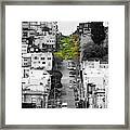 Lombard Street San Francisco Crookedest Street In America R164 Bw Framed Print