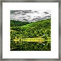 Lonesome House At Calm And Smooth Lake In Scotland Framed Print