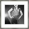 Lou Reed Performing In Brussels Framed Print