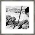 Louis And Mary Leakey Digging For Bones Framed Print