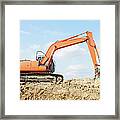 Low Angle View Of Construction Excavator Framed Print