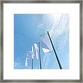 Low Angle View Of White Flag Framed Print