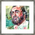 Luciano Pavarotti Portrait Framed Print