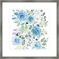 Lush Roses Ii Blue Framed Print