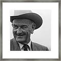 Lyndon Johnson Wearing Cowboy Hat Framed Print