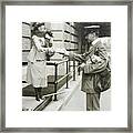 Mailman Delivering Packages To Woman Framed Print