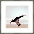 Male Dancer Jumping Upside Down In Mid Framed Print