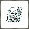 Man Barbequing At Outdoor Grill Framed Print