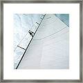 Man Descending Side Of Yachts Sail Framed Print